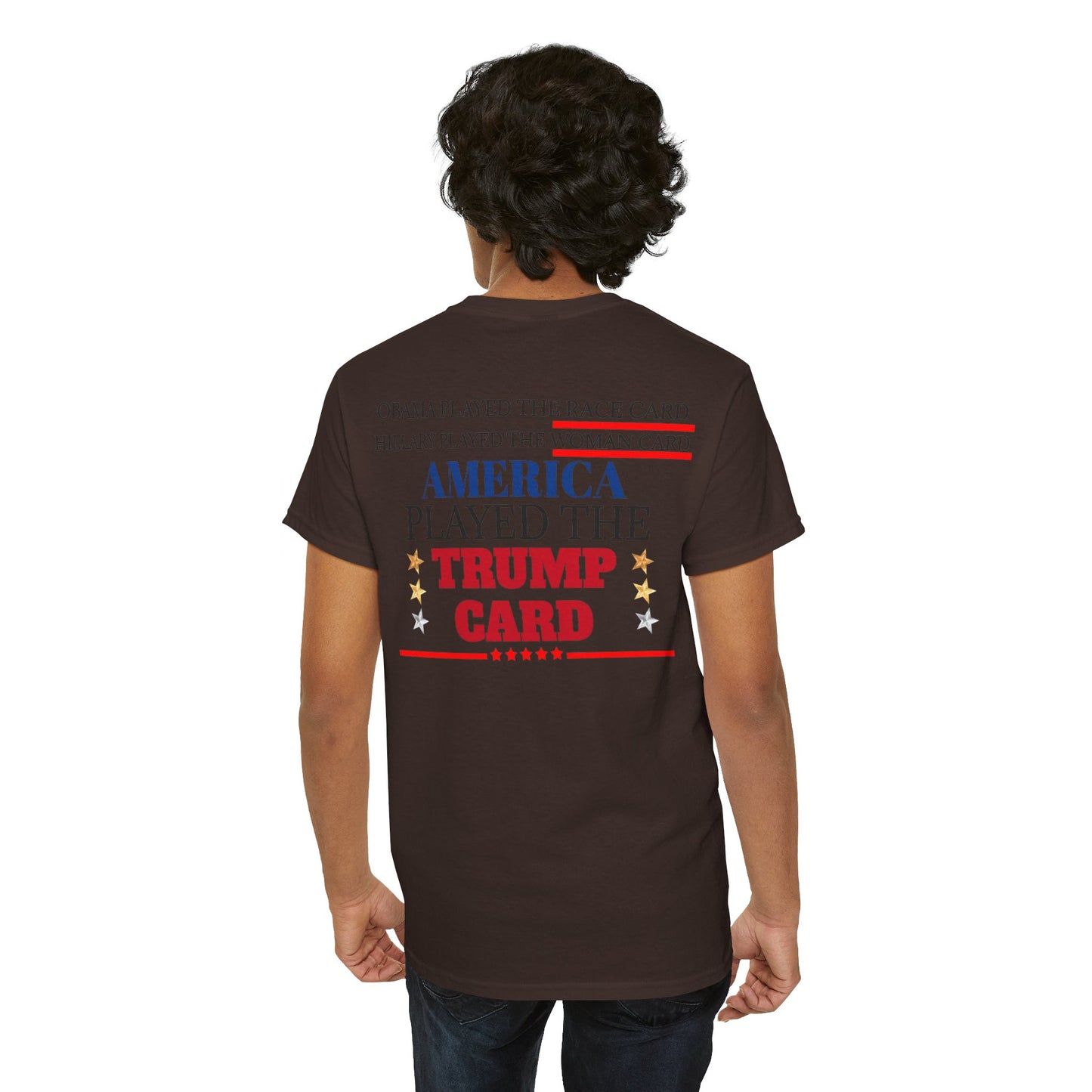 The Trump Card! MAGA 2024, Heavy Cotton Tee, Republican party support.