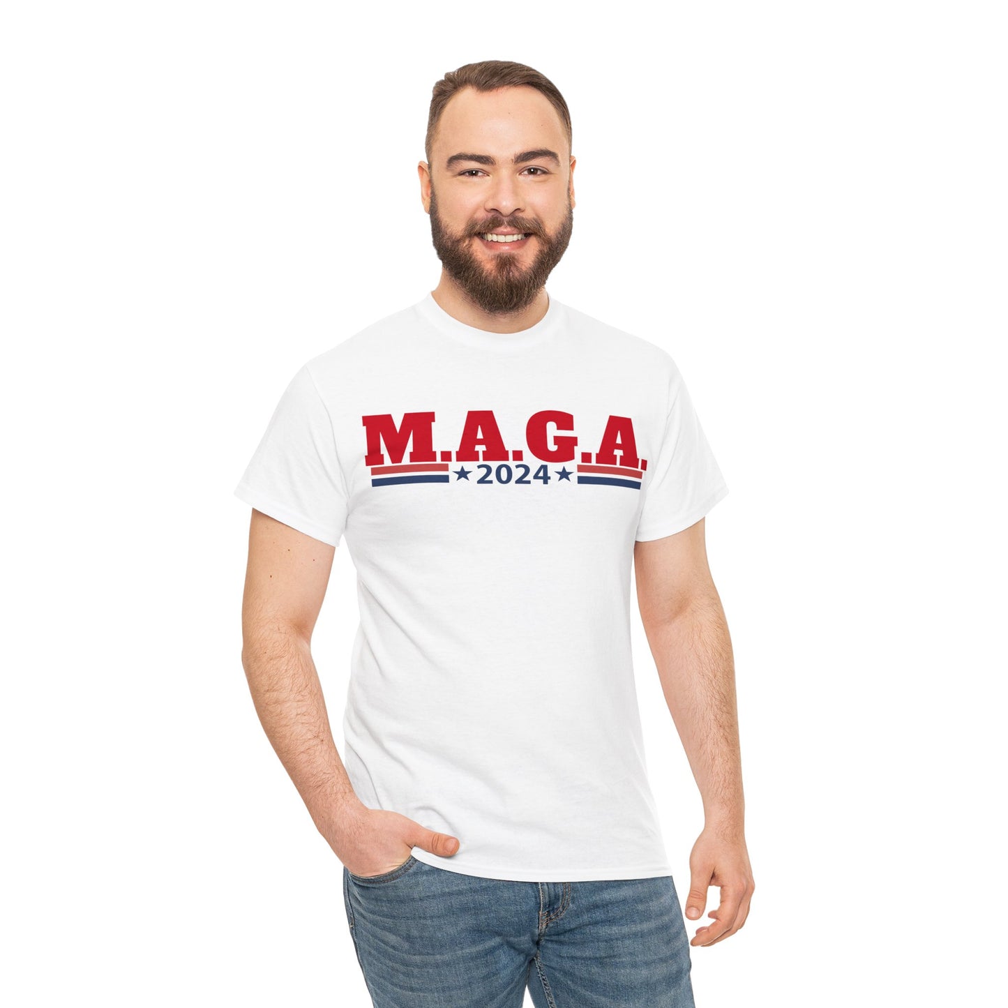 The Trump Card! MAGA 2024, Heavy Cotton Tee, Republican party support.