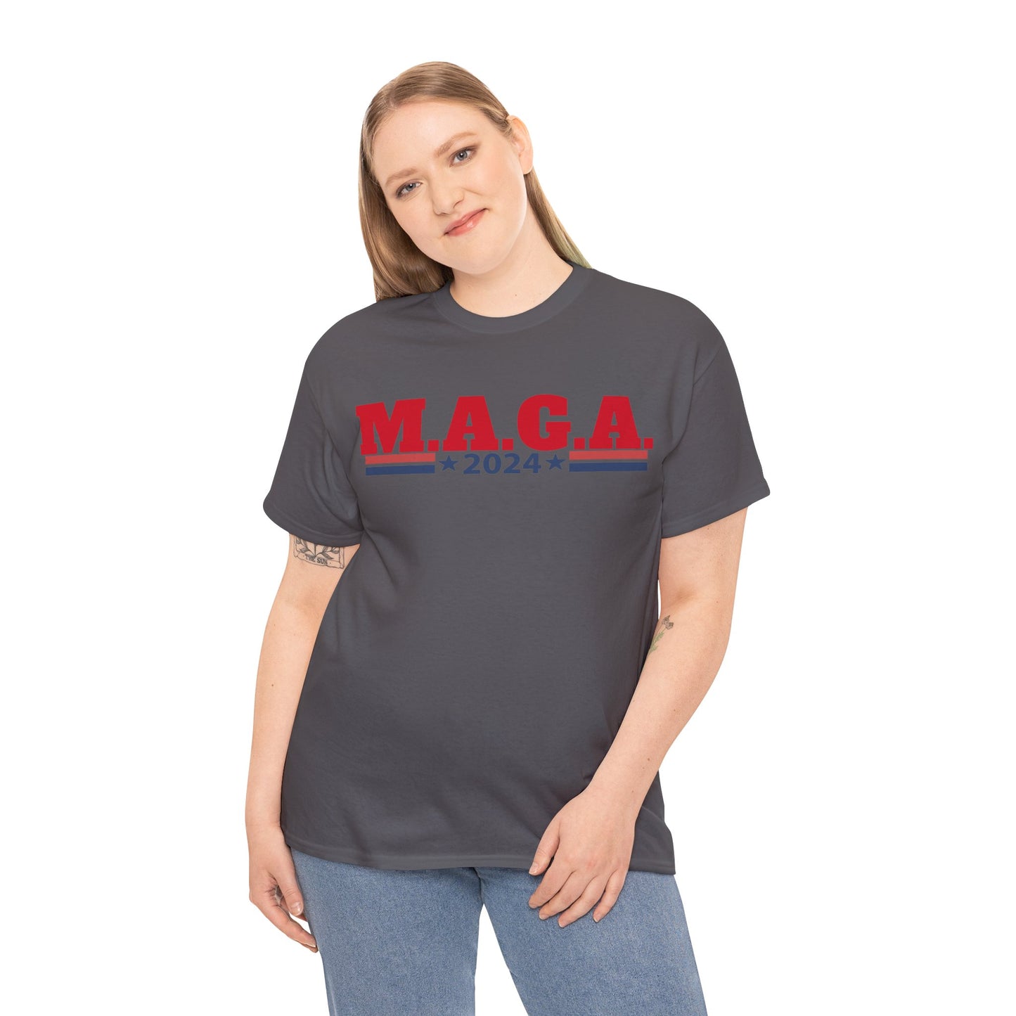 The Trump Card! MAGA 2024, Heavy Cotton Tee, Republican party support.