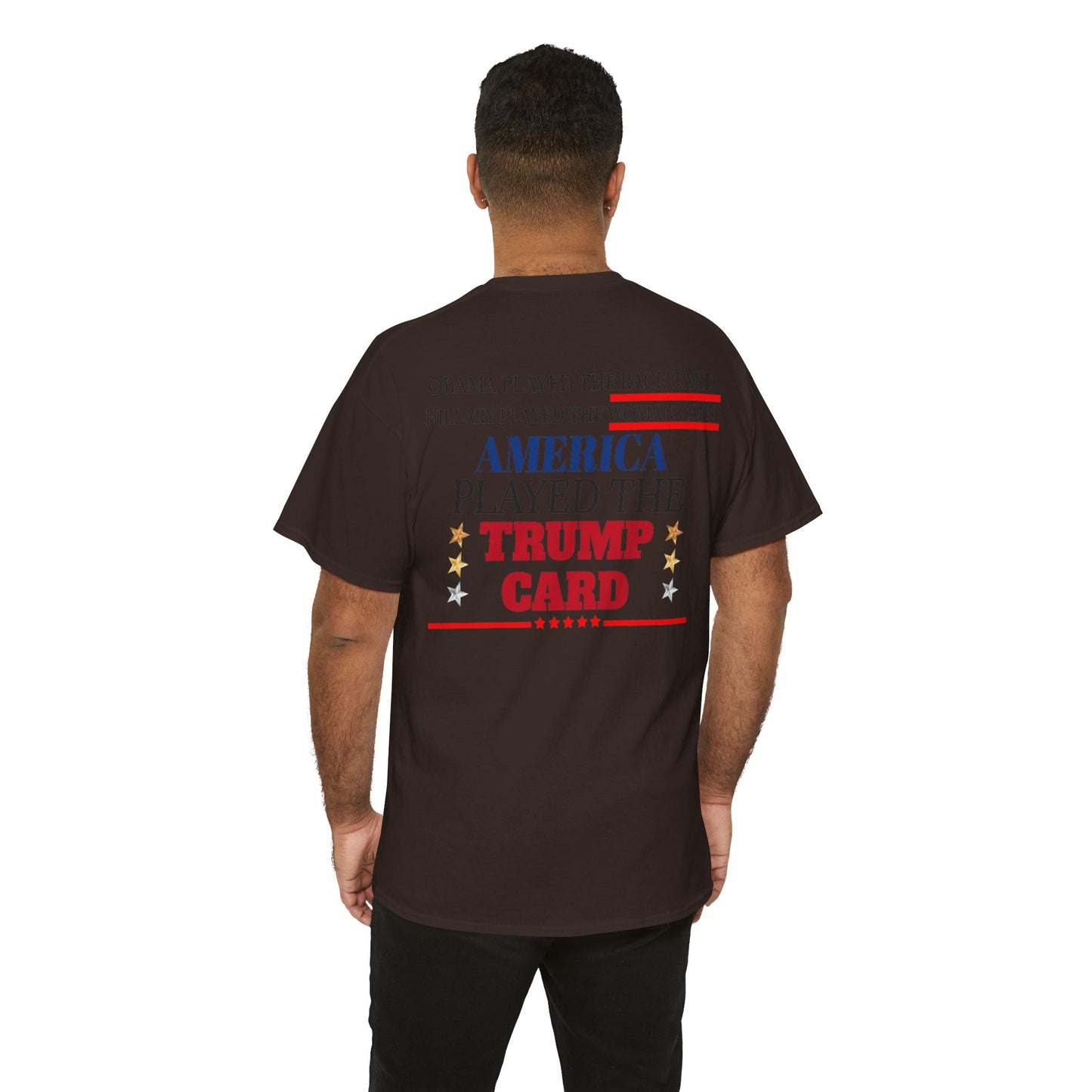 The Trump Card! MAGA 2024, Heavy Cotton Tee, Republican party support.