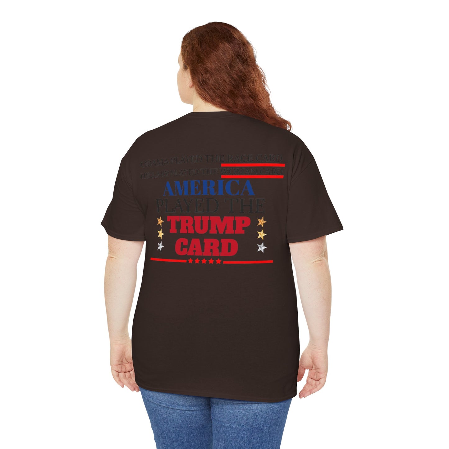 The Trump Card! MAGA 2024, Heavy Cotton Tee, Republican party support.