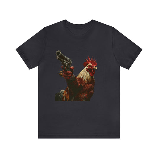 Rooster with a Gun Short Sleeve Tee