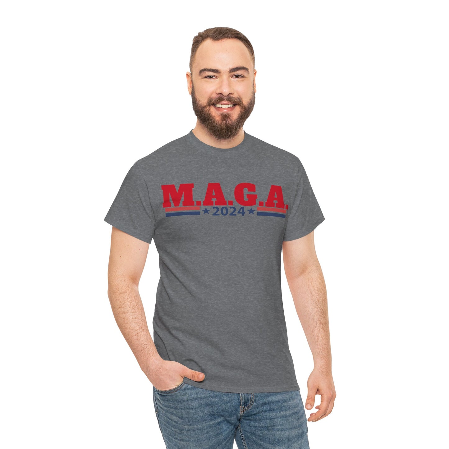 The Trump Card! MAGA 2024, Heavy Cotton Tee, Republican party support.