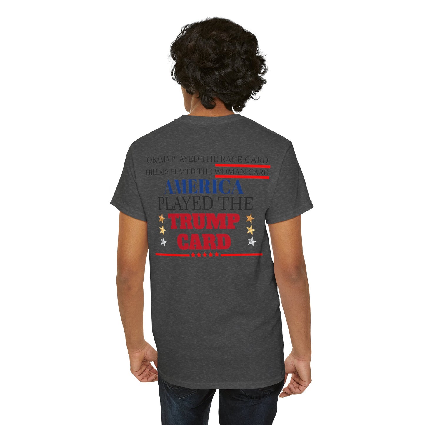 The Trump Card! MAGA 2024, Heavy Cotton Tee, Republican party support.