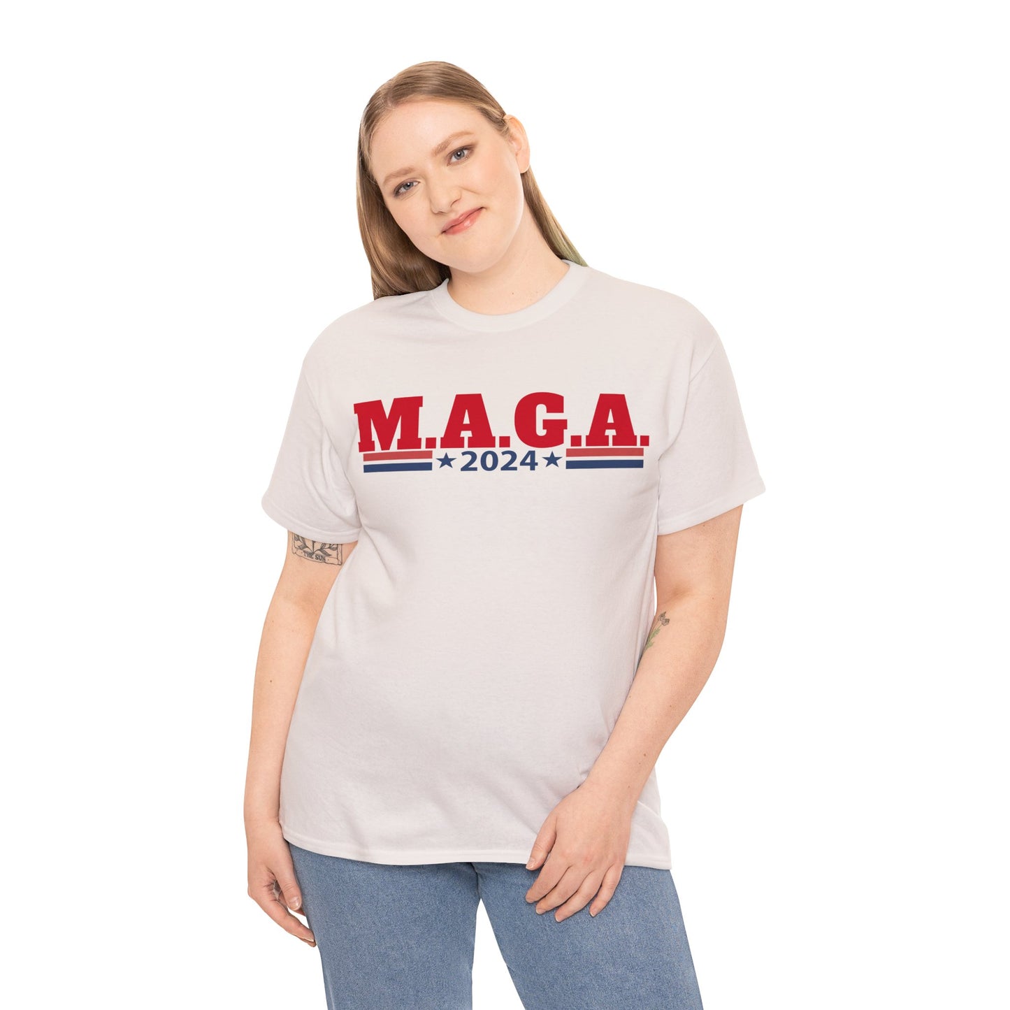 The Trump Card! MAGA 2024, Heavy Cotton Tee, Republican party support.