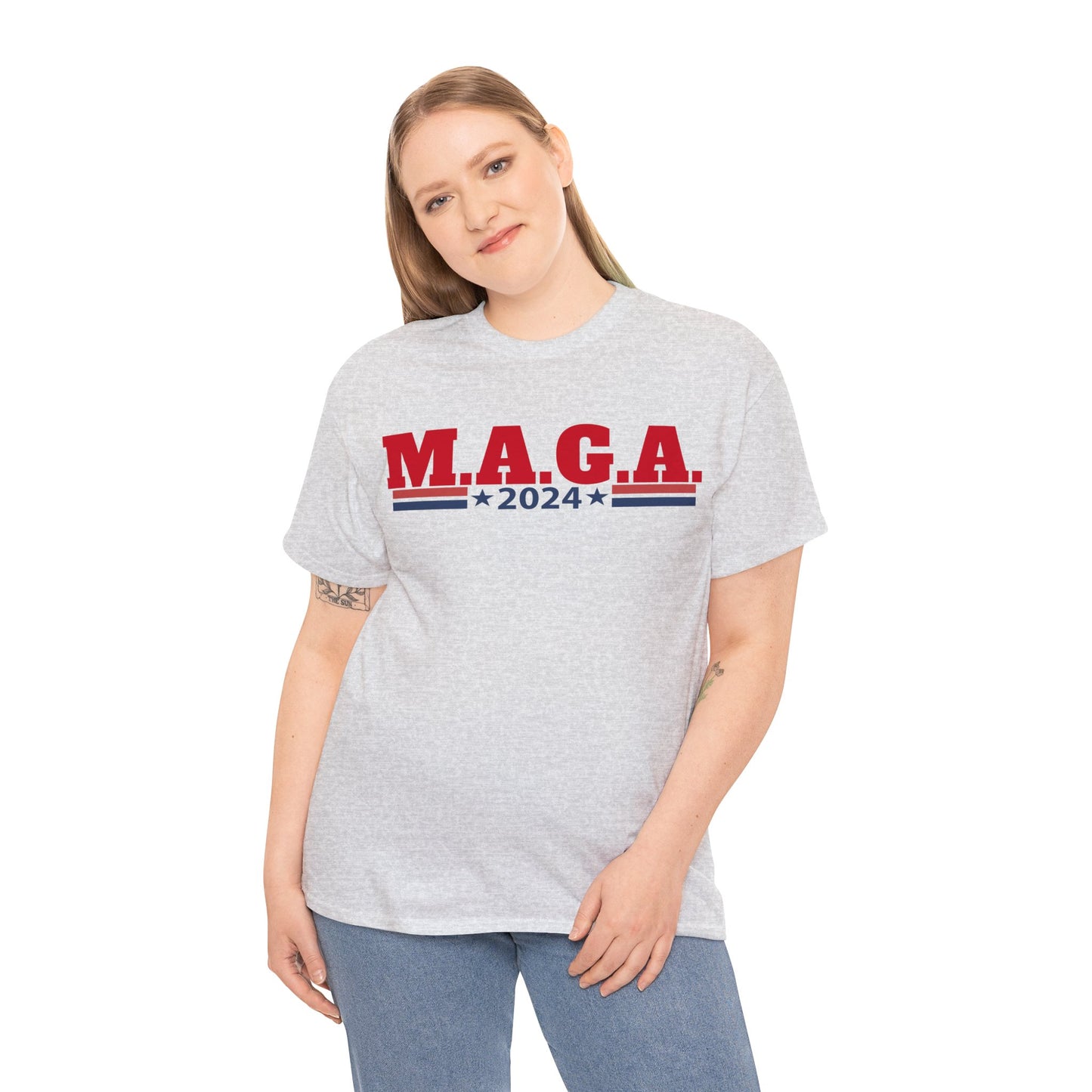 The Trump Card! MAGA 2024, Heavy Cotton Tee, Republican party support.