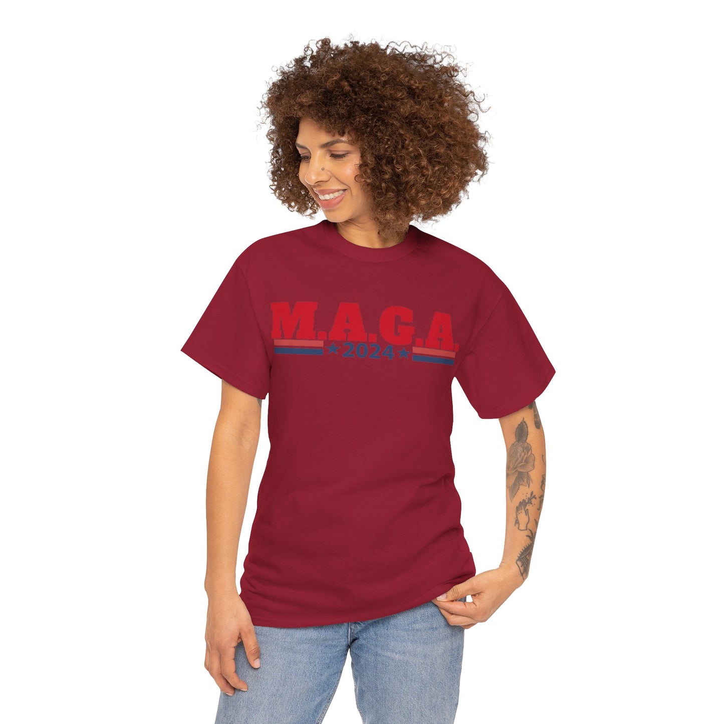 The Trump Card! MAGA 2024, Heavy Cotton Tee, Republican party support.