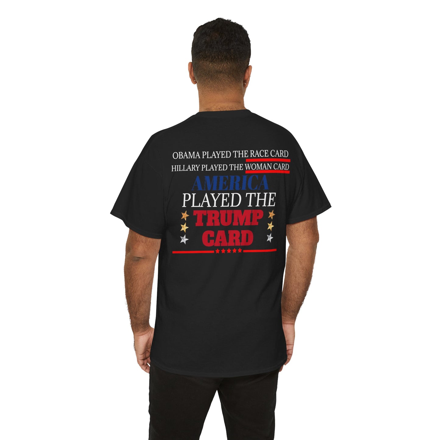 The Trump Card! MAGA 2024, Heavy Cotton Tee, Republican party support.