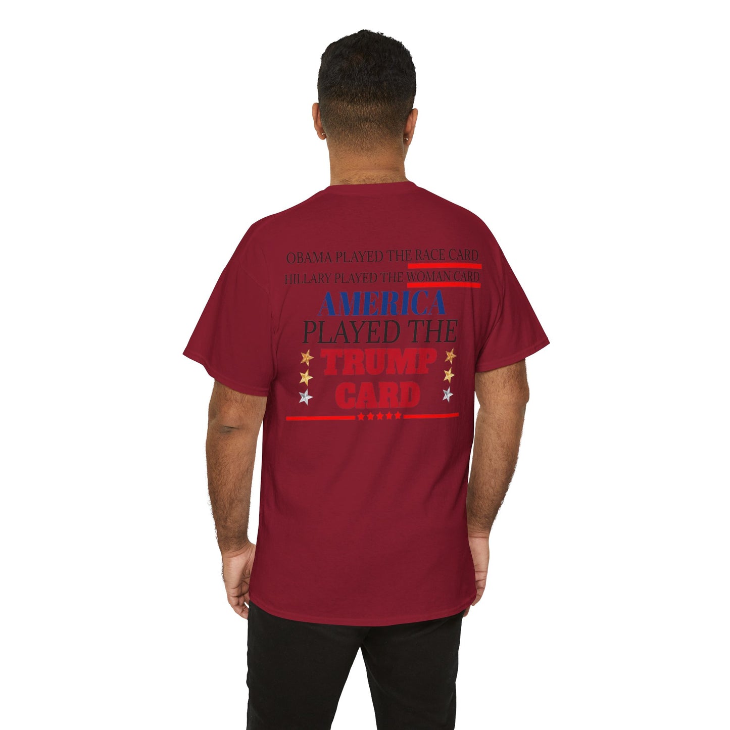 The Trump Card! MAGA 2024, Heavy Cotton Tee, Republican party support.