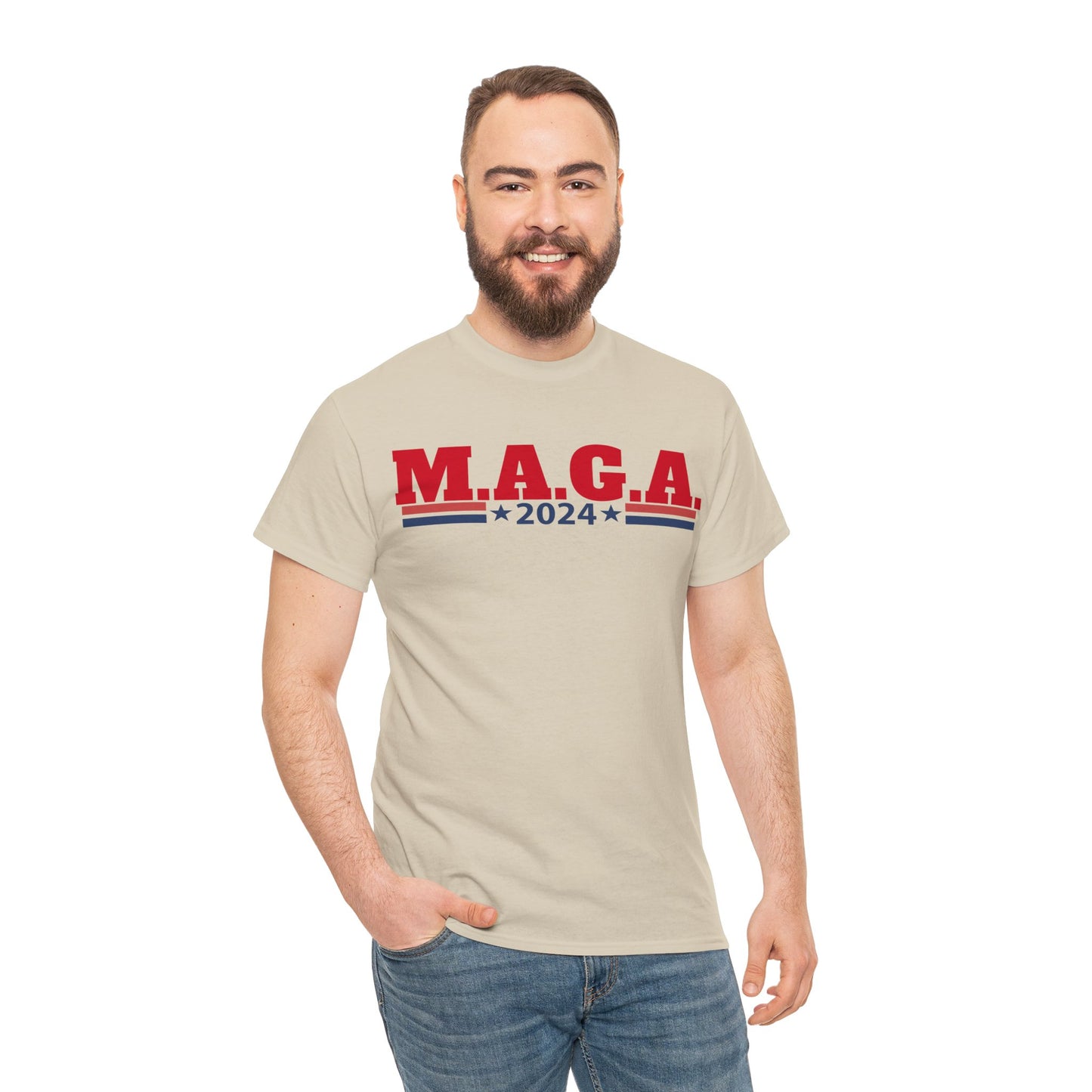 The Trump Card! MAGA 2024, Heavy Cotton Tee, Republican party support.