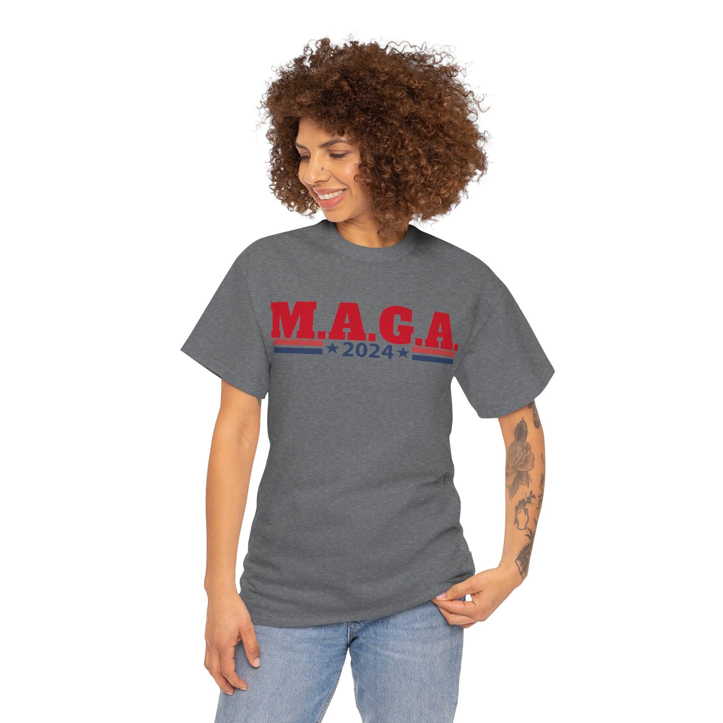 The Trump Card! MAGA 2024, Heavy Cotton Tee, Republican party support.