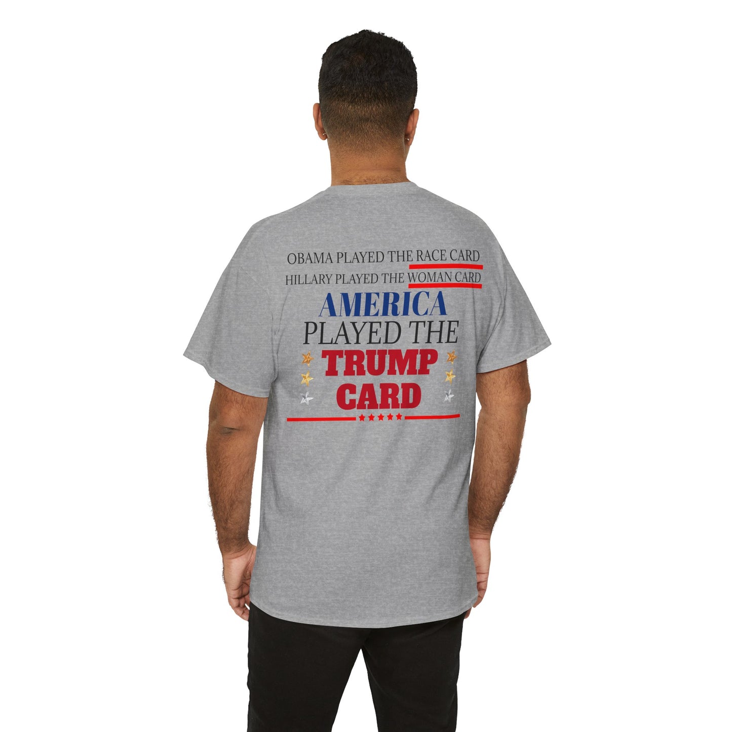 The Trump Card! MAGA 2024, Heavy Cotton Tee, Republican party support.