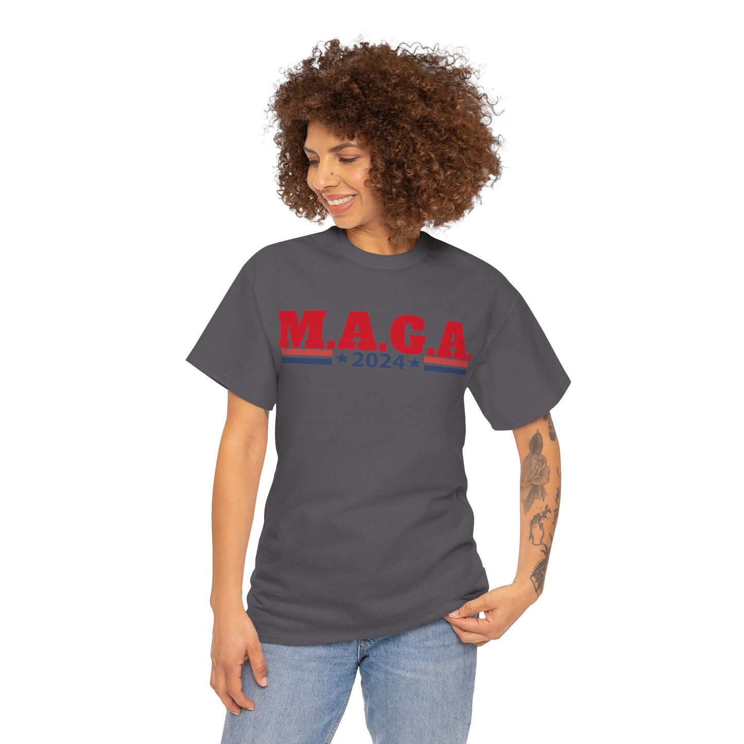 The Trump Card! MAGA 2024, Heavy Cotton Tee, Republican party support.