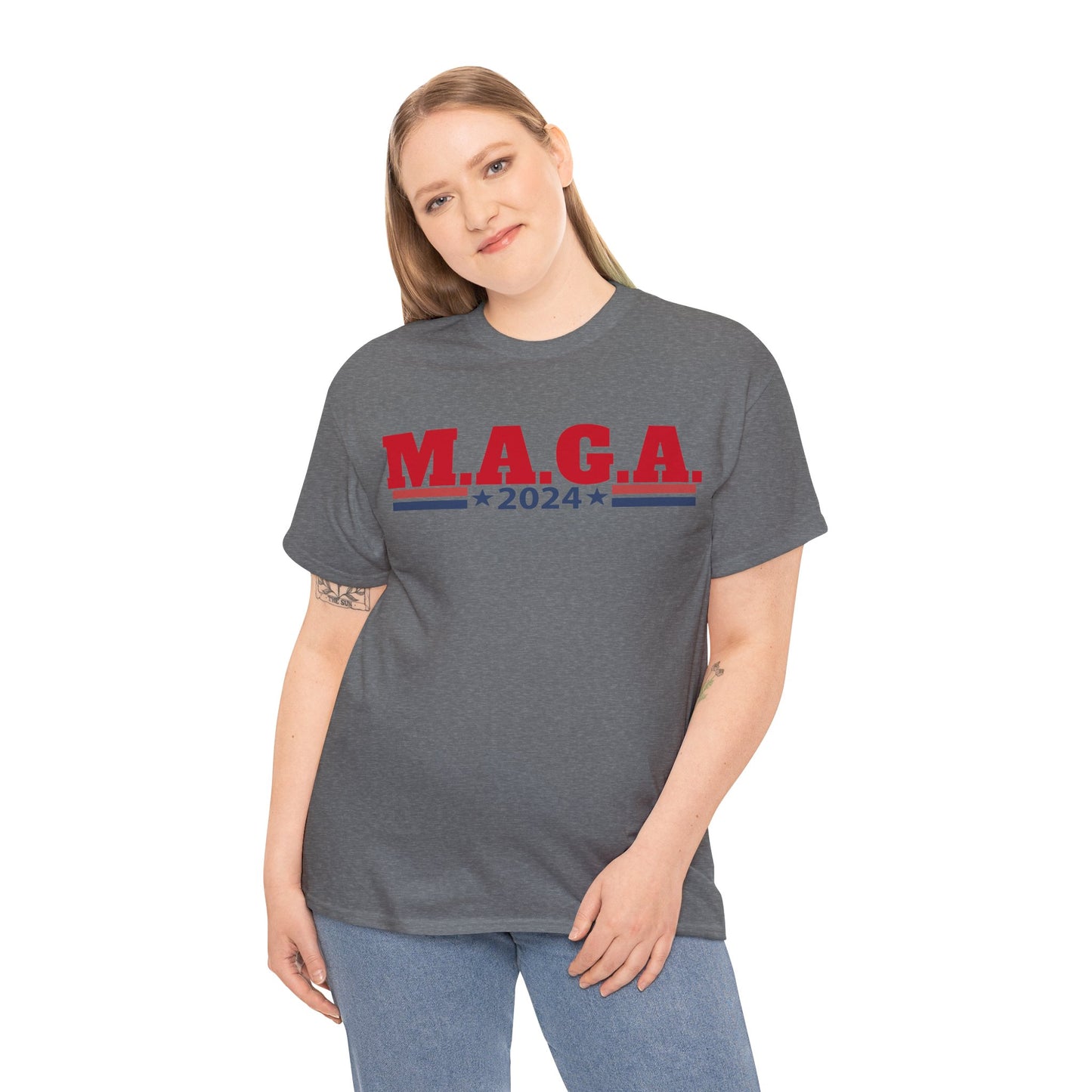 The Trump Card! MAGA 2024, Heavy Cotton Tee, Republican party support.