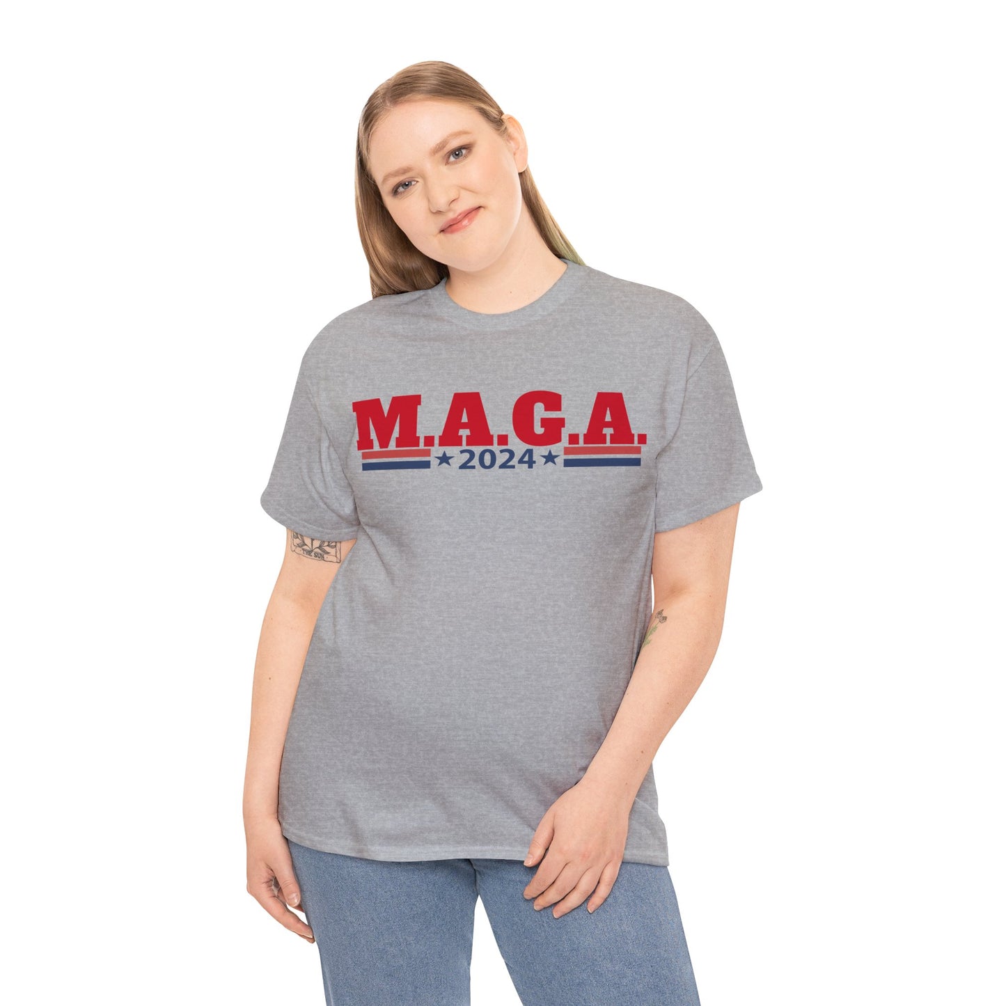 The Trump Card! MAGA 2024, Heavy Cotton Tee, Republican party support.