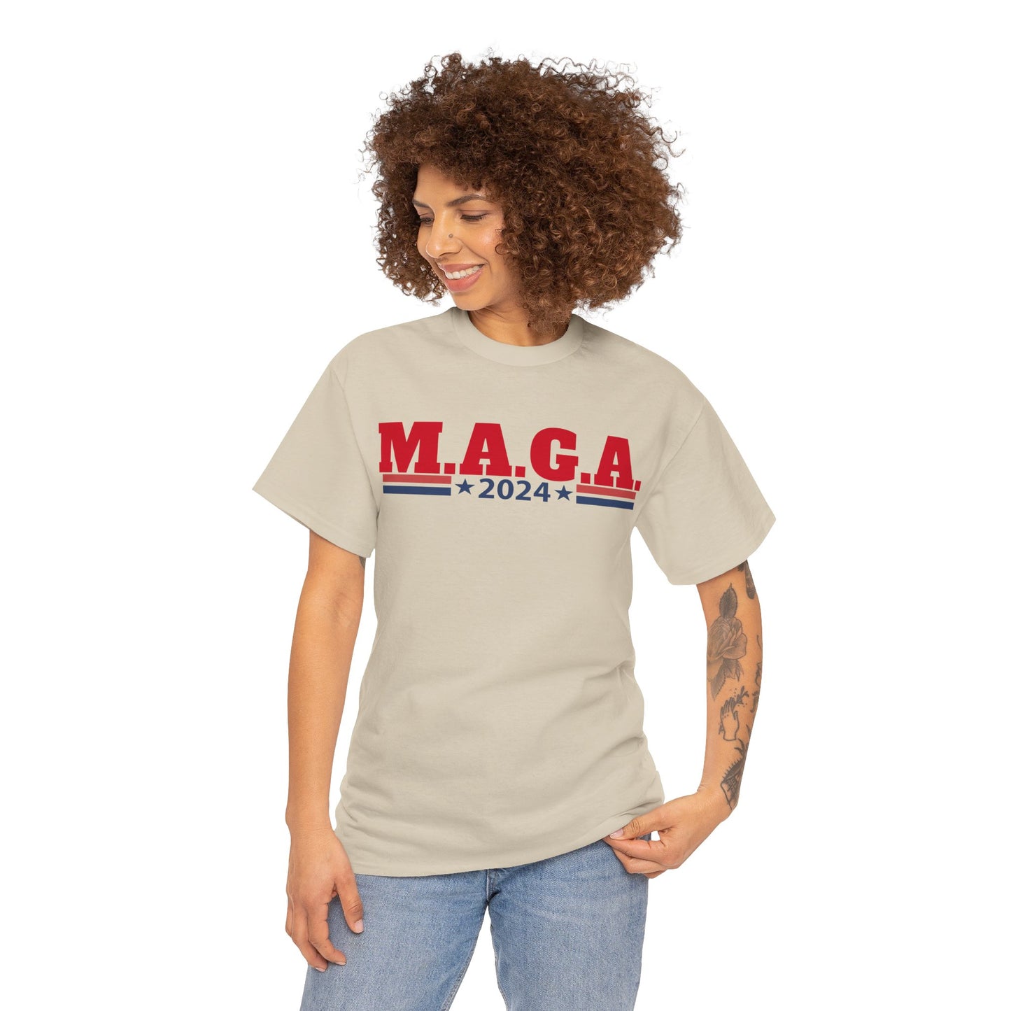 The Trump Card! MAGA 2024, Heavy Cotton Tee, Republican party support.