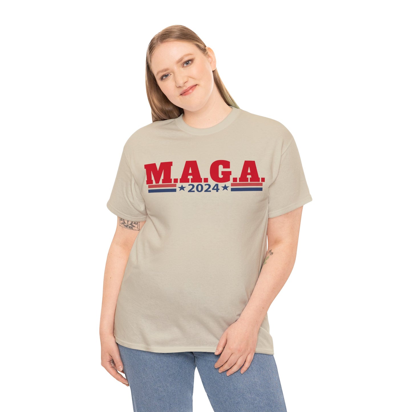 The Trump Card! MAGA 2024, Heavy Cotton Tee, Republican party support.