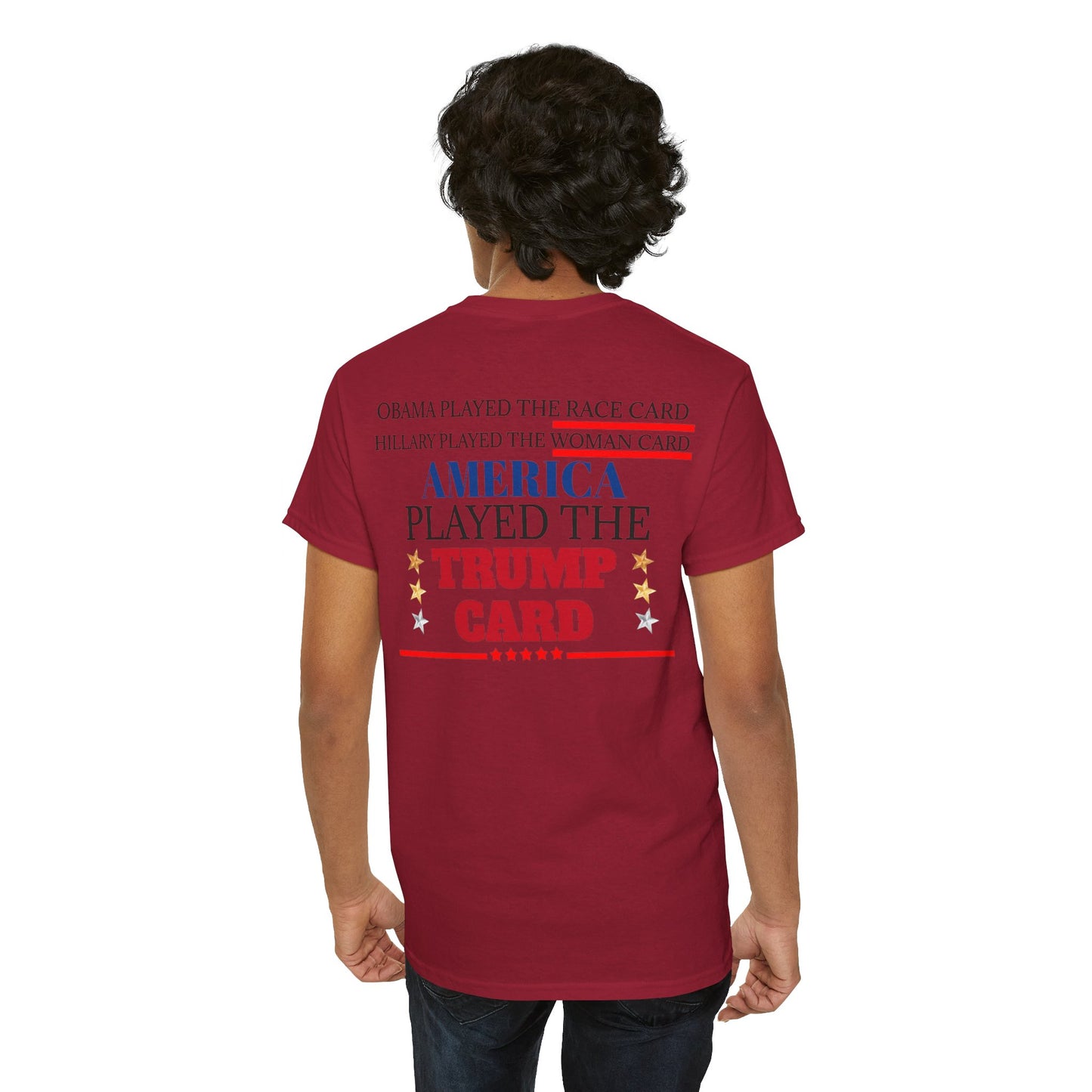 The Trump Card! MAGA 2024, Heavy Cotton Tee, Republican party support.