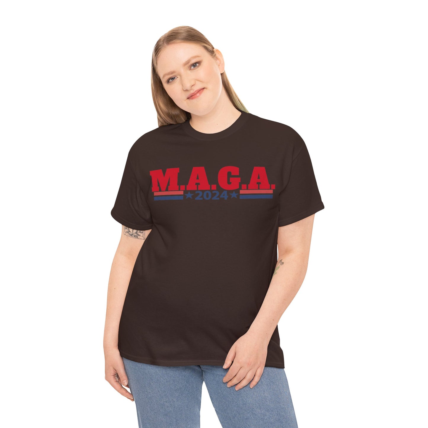 The Trump Card! MAGA 2024, Heavy Cotton Tee, Republican party support.