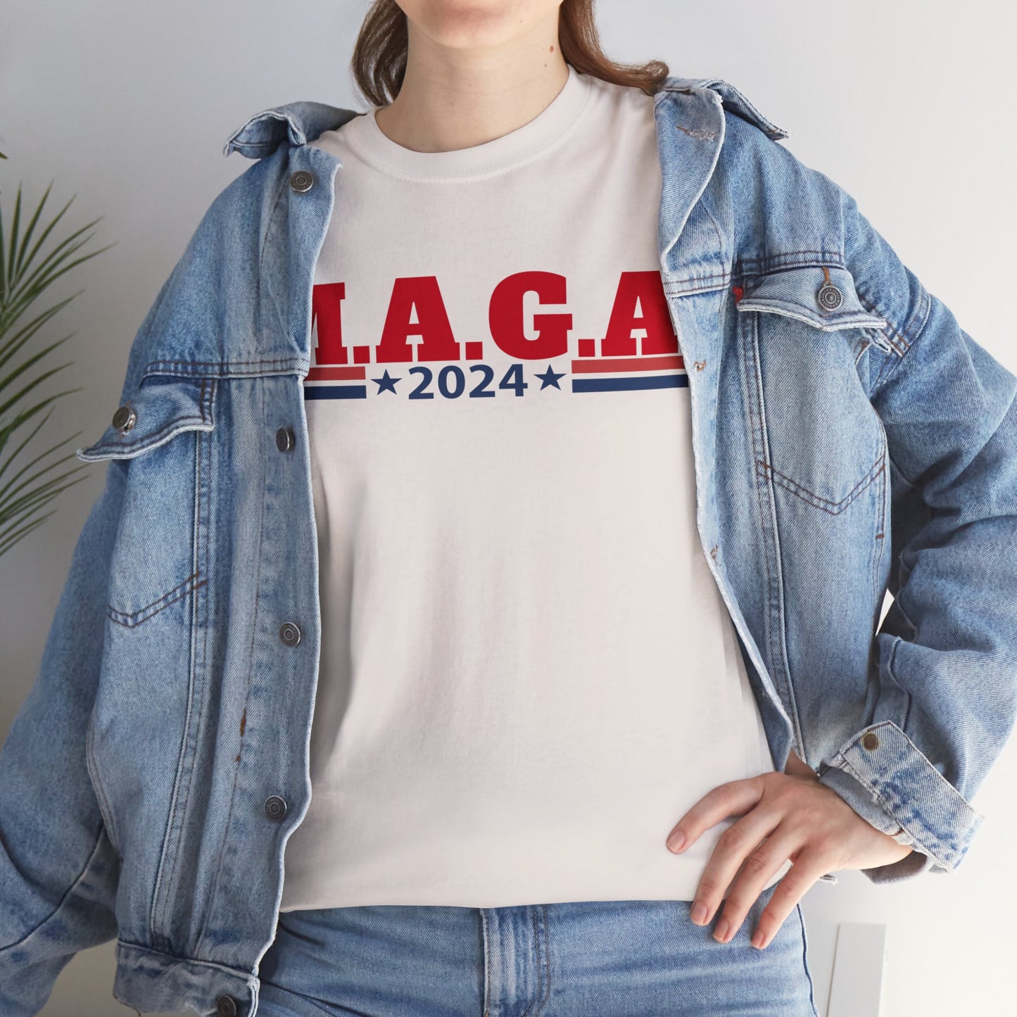 The Trump Card! MAGA 2024, Heavy Cotton Tee, Republican party support.