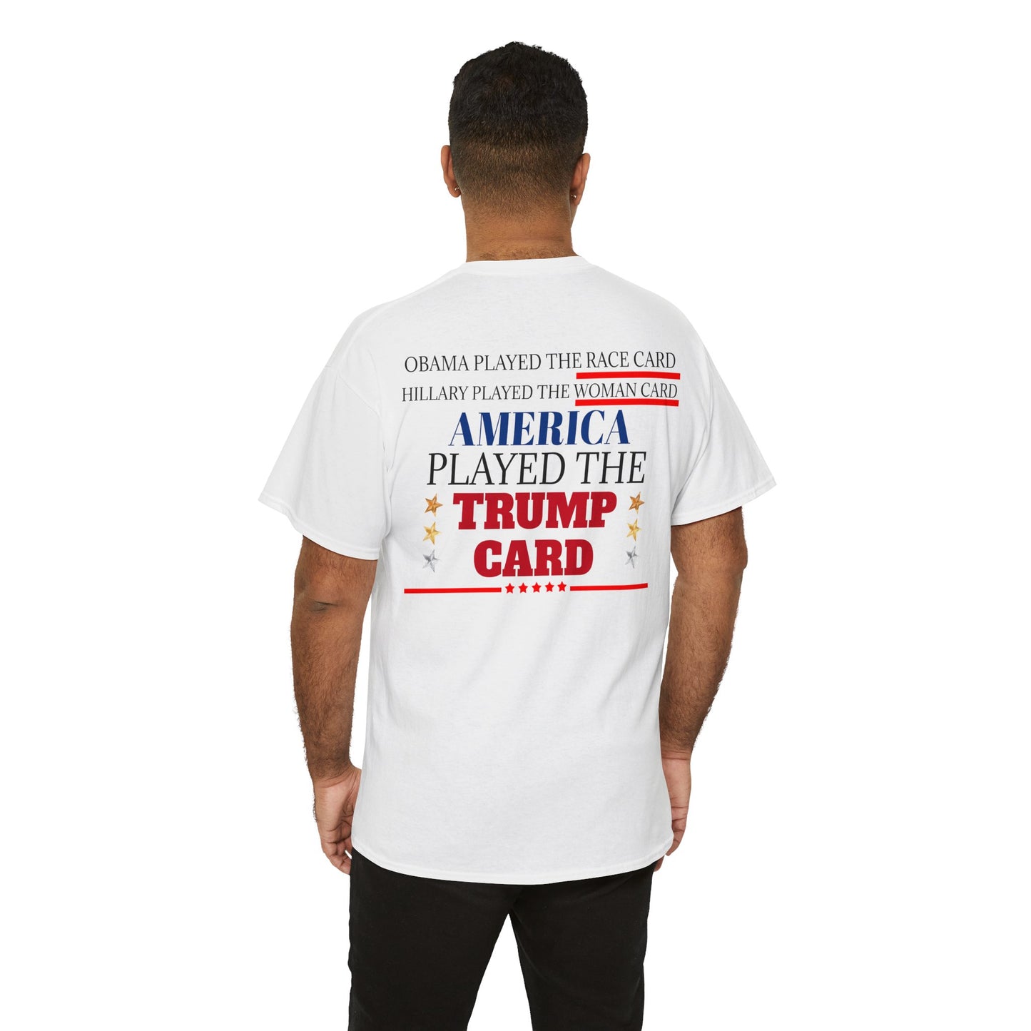 The Trump Card! MAGA 2024, Heavy Cotton Tee, Republican party support.